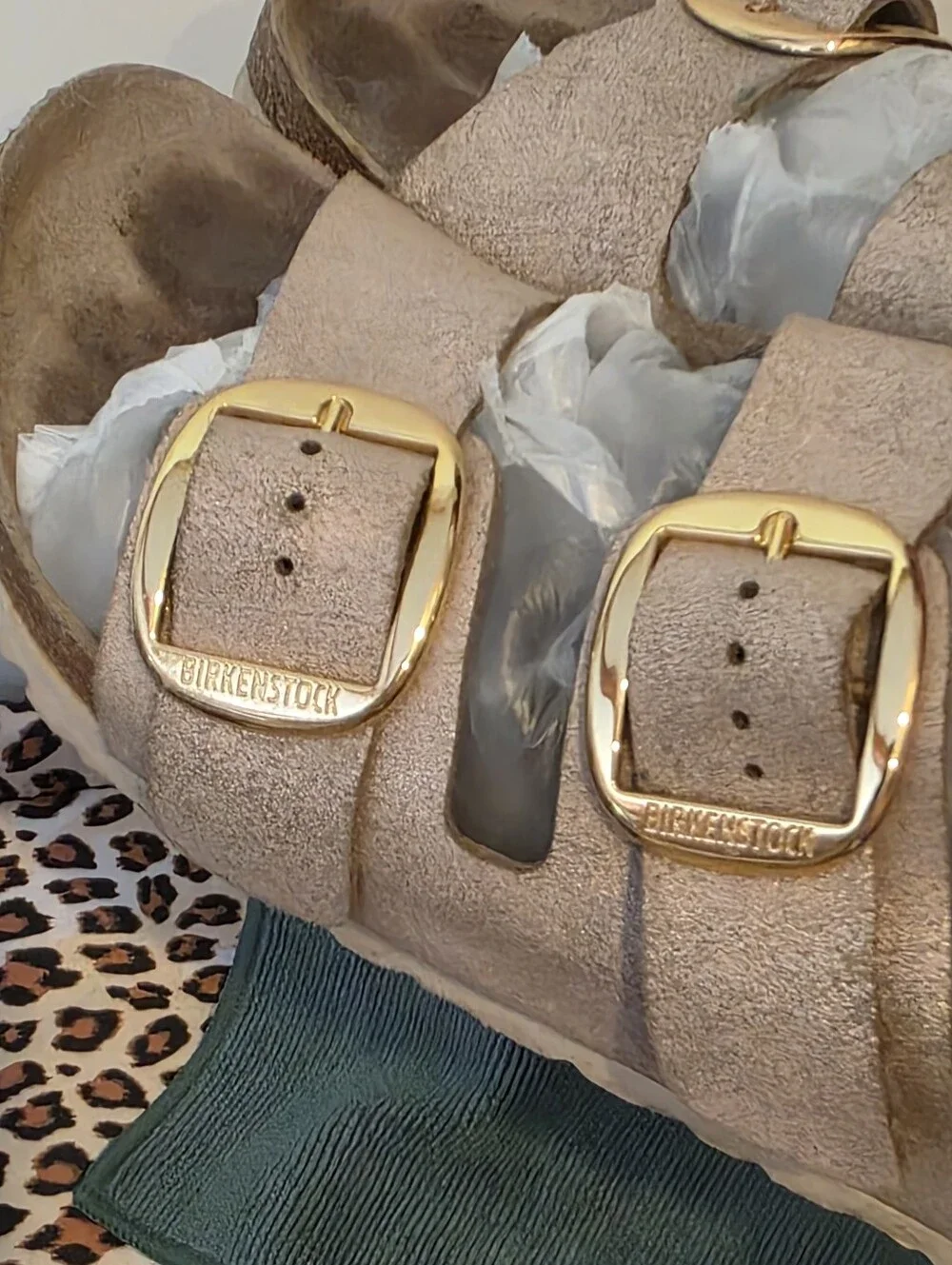 EUC Birkenstock Arizona Big Buckle Metallic Nude Leather Sandals EU 38 US 7-7.5